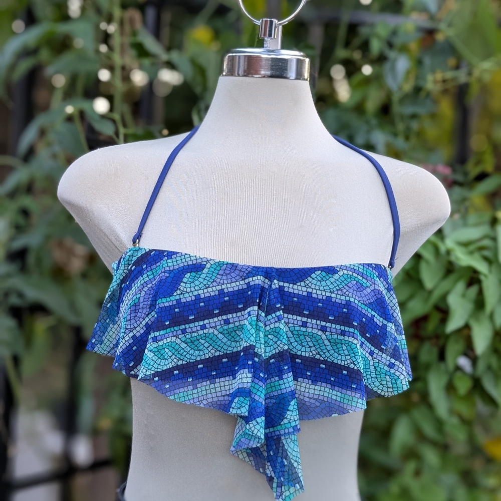 Mossimo Blue and Green Halter Top Size M